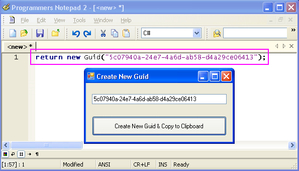 3. CreateGuid window