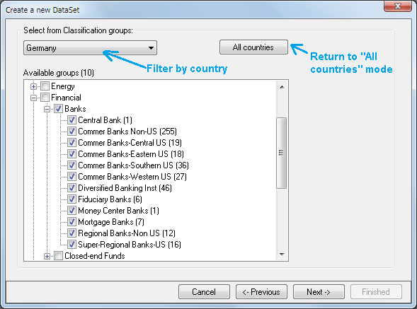 Add groups of funds, indexes, or stock sectors