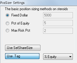 How to set up the Position Options PosSizer to make the solution work