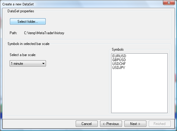 New MT4 DataSet Wizard